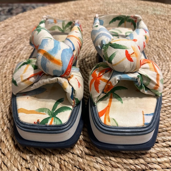 FARM RIO Copacabana Scarf Platform Sandals Puffy Comfy Size 9 - Picture 6 of 10